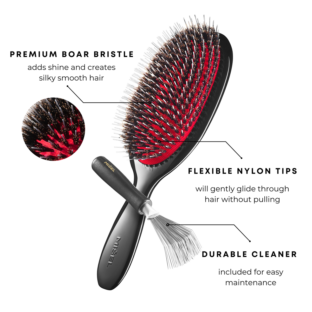 Large Hairbrush and brush cleaner in a gift box – MIŠEL