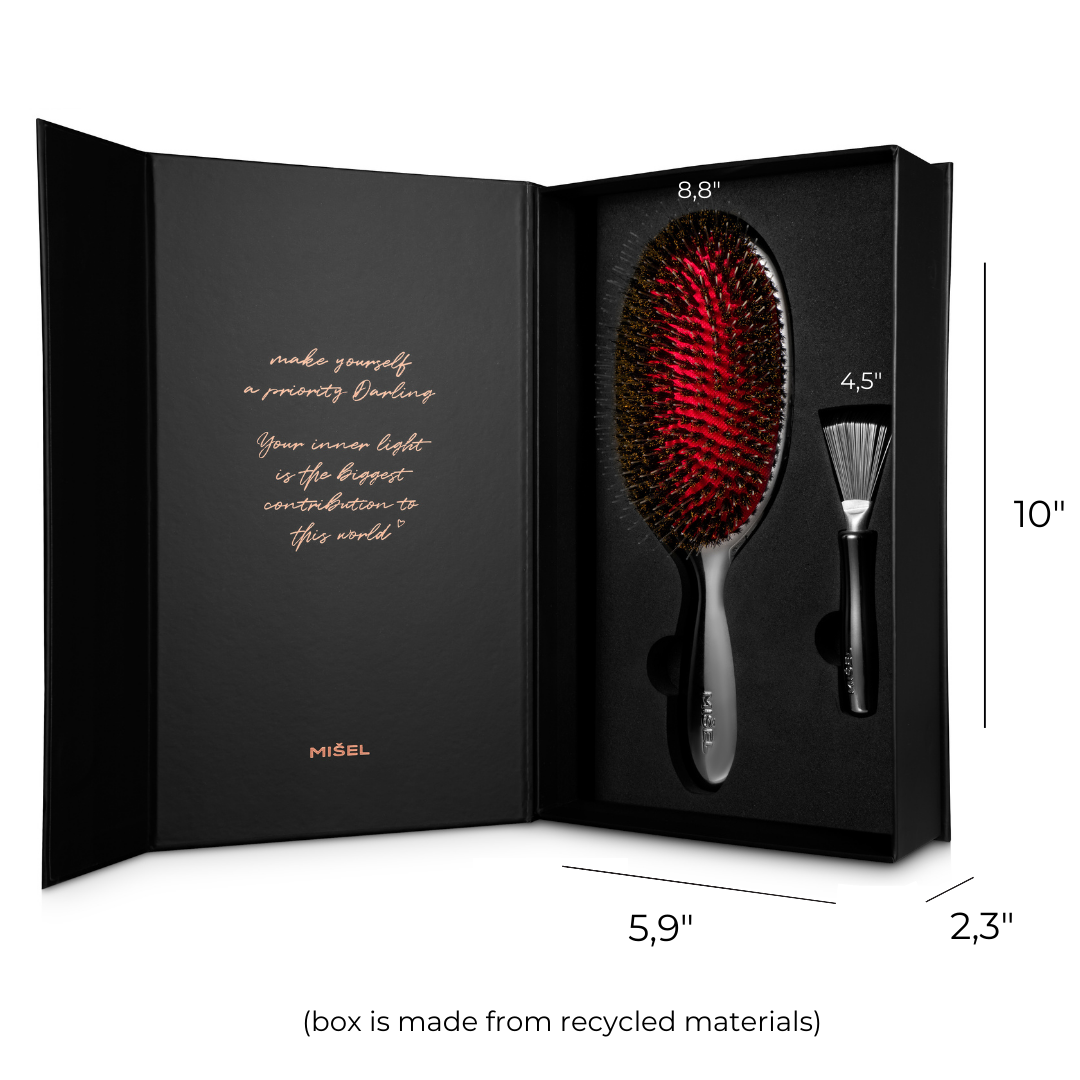 Large Hairbrush and brush cleaner in a gift box
