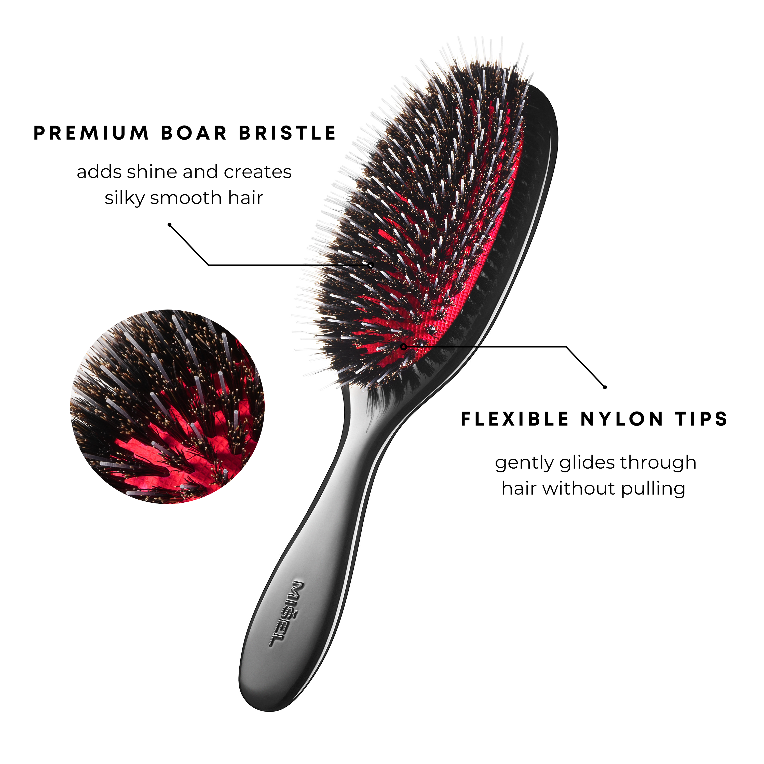 Boar bristle top blow dry brush