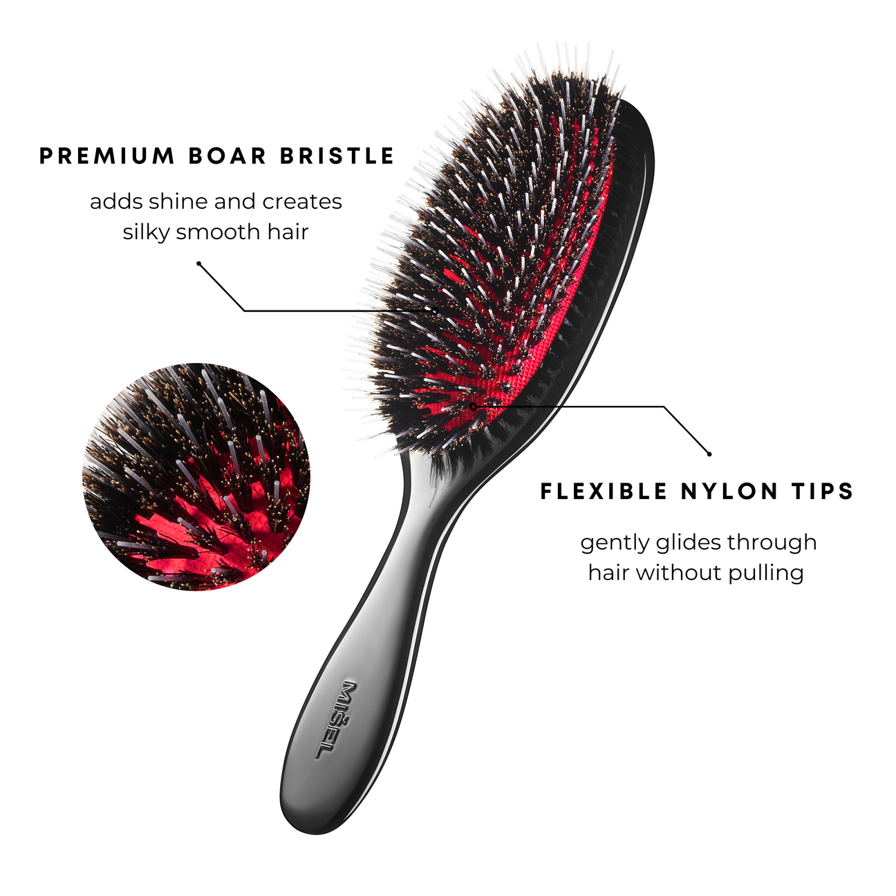 Premium Boar Bristle and nylon hair brush - Medium size – MIŠEL