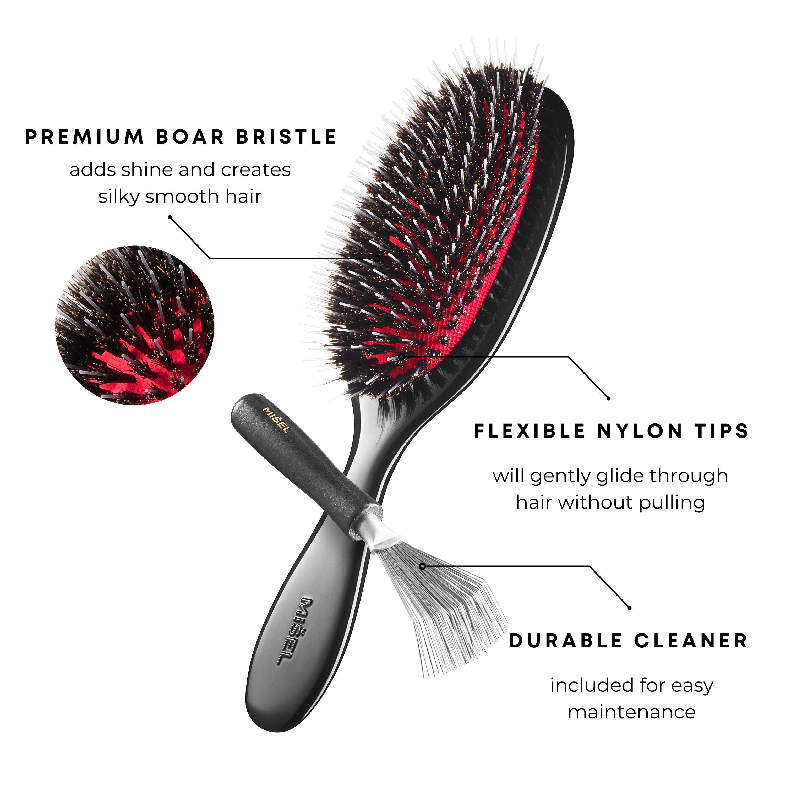 Medium hairbrush and Cleaner in a gift box